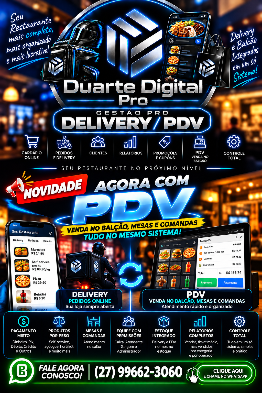 Gestão Pro Delivery e PDV — delivery e vendas no balcão integrados